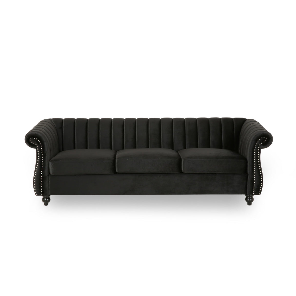 Upholstered Chesterfield Sofa, Classic Retro 3 Seater Rolled Arm Couch for Living Room Bedroom