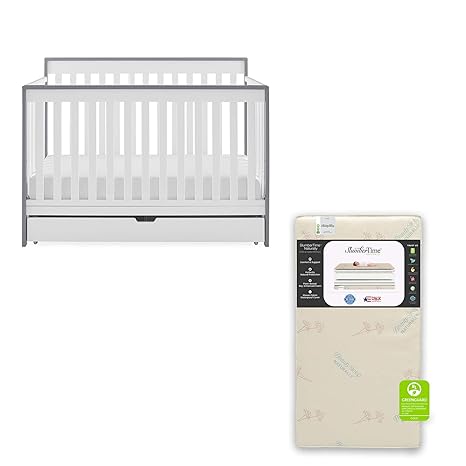Mercer 6-in-1 Convertible Crib with Storage Trundle + Simmons Kids Slumber