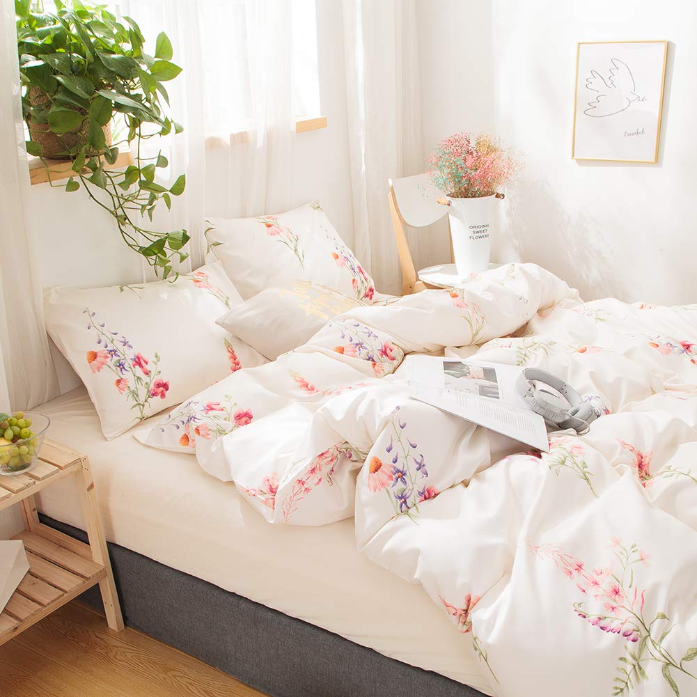 Botanical Floral Comforter Set Pink Flowers Comforter Set Pink Lavender Flowers Printed