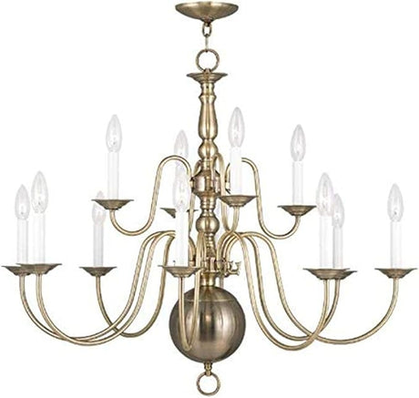 5014-02 Williamsburg 12-Light Chandelier, Polished Brass