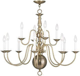 5014-01 Williamsburg 12-Light Chandelier, Antique Brass