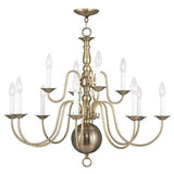 5014-01 Williamsburg 12-Light Chandelier, Antique Brass