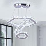 Modern Crystal Chandeliers 3 Rings Round LED Chandelier Fixtures DIY Pendant Lighting