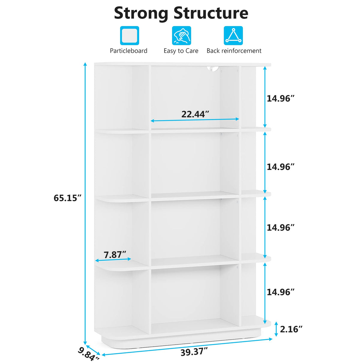 LITTLE TREE 5-Shelf Tall White Bookshelf Wood Bookcase