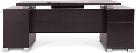 Furniture 79" Modern Ford Executive Desk with Filing Cabinets -