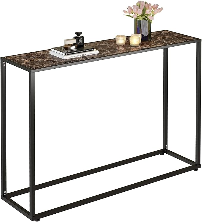 Table Sets 3 Pieces, Faux Marble Console Table Set Include 2 Accent Side Tables