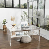 Clear Acrylic Coffee Table with Storage Shelf, 31.5" L x 15" W x 15.7'' H