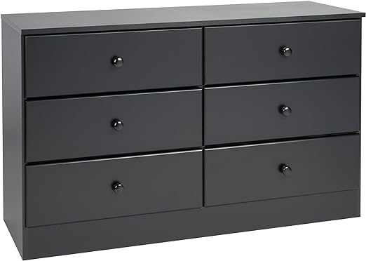 Astrid 6 Drawer Double Dresser For Bedroom,  White