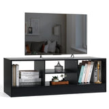 KIOMIMI Modern 47.2’’ TV Stand, Black Entertainment Center with Storage Cabinets, Media Console for Living Room, Bedroom, Office