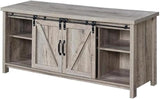 Farmhouse Barn Door 52" TV Stand Entertainment Console in Rustic Wood Wash