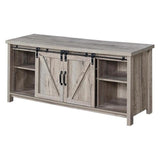 Farmhouse Barn Door 52" TV Stand Entertainment Console in Rustic Wood Wash