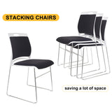 Stacking Chairs Set Black Stackable Home Office Guest Chair Set with Padded Seat