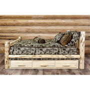 Montana Collection King Bed with Storage, Clear Lacquer Finish