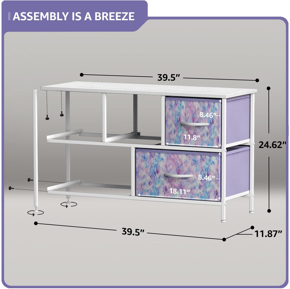 Kids Dresser with 8 Drawers and 5 Drawer TV Stand Bundle - Matching Furniture Set -