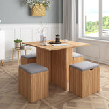 5-Piece Dining Table Set with 4 Stools - Space-Saving Kitchen Table