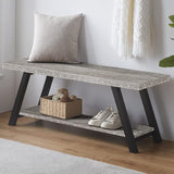 Rustic Entryway Bench, Farmhouse Wood Indoor Shoe Bench with Storage in