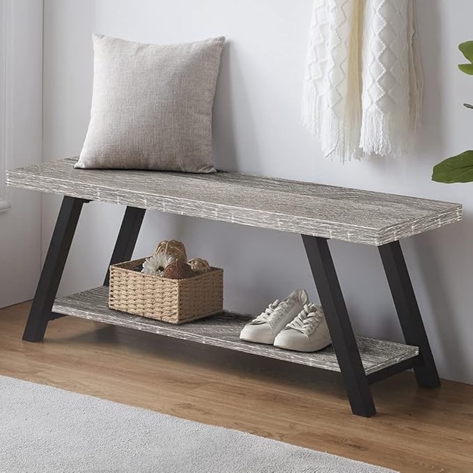 Rustic Entryway Bench, Farmhouse Wood Indoor Shoe Bench