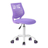 Kids Desk Chair, Armless Home Office Task Chair with Mesh Padded Cushion, Swivel Study Computer Chair with Rolling Wheels for Children Student, Purple