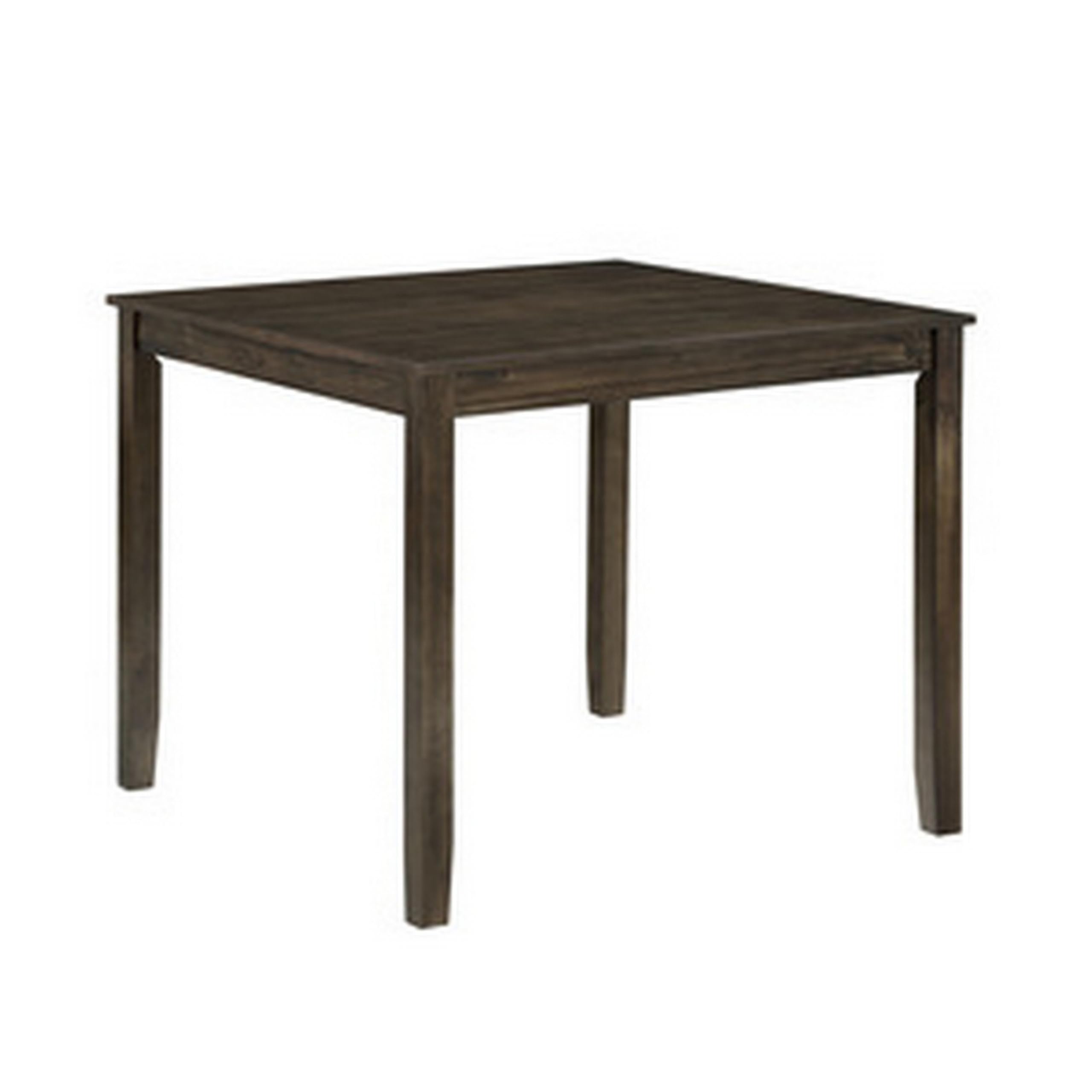 5pc Dining Set, Square Table, 4 Chairs, Faux Leather, Brown Wood