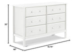 Jayden 6-Drawer Double Wide Dresser in White, Greenguard Gold Certified