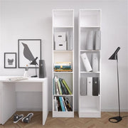 5 Shelf Narrow Contemporary Bookcase in White