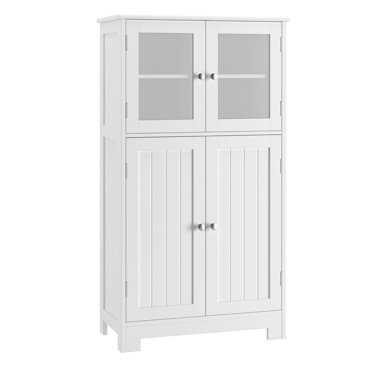 Bathroom Cabinet, Storage Cabinet with Adjustable Shelves & Glass Doors, Freestanding