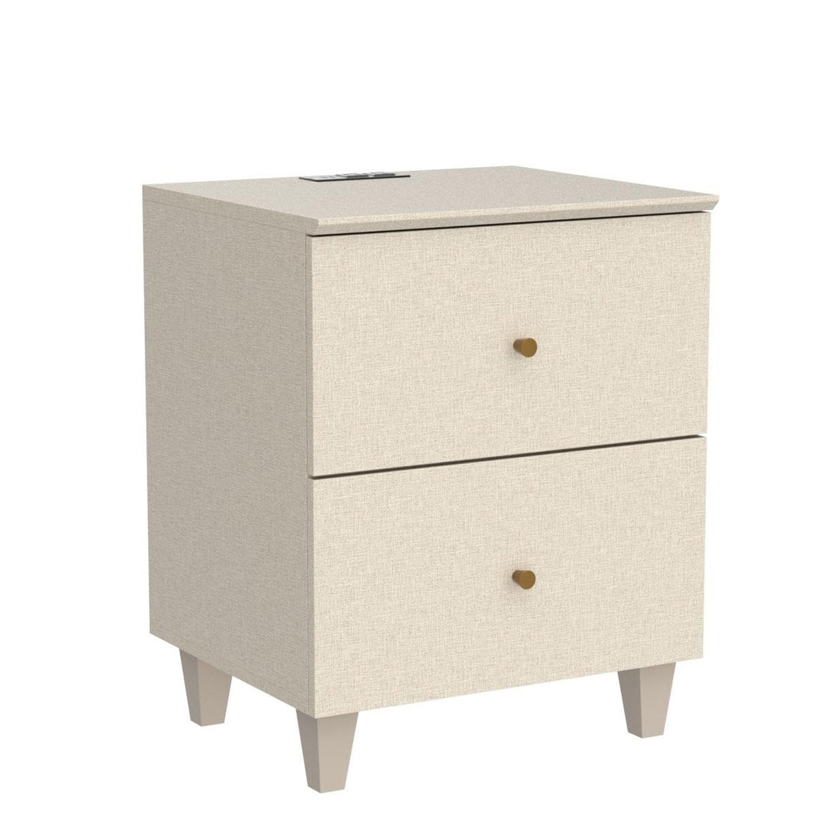 Nightstands with Charging Station & 2 Drawers Storage, Modern End Tables Mid-Century