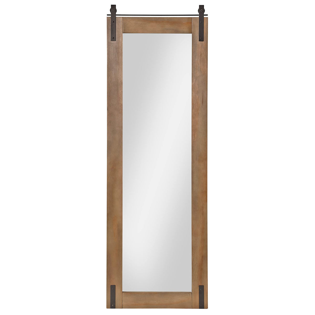 Brown Monet Barn Door Standing Mirror, Full Length Leaning or Wall-Mounted Mirror,