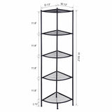 5-Tier Metal Corner Wire Shelf Compact Shelving Display Unit Plant Stand