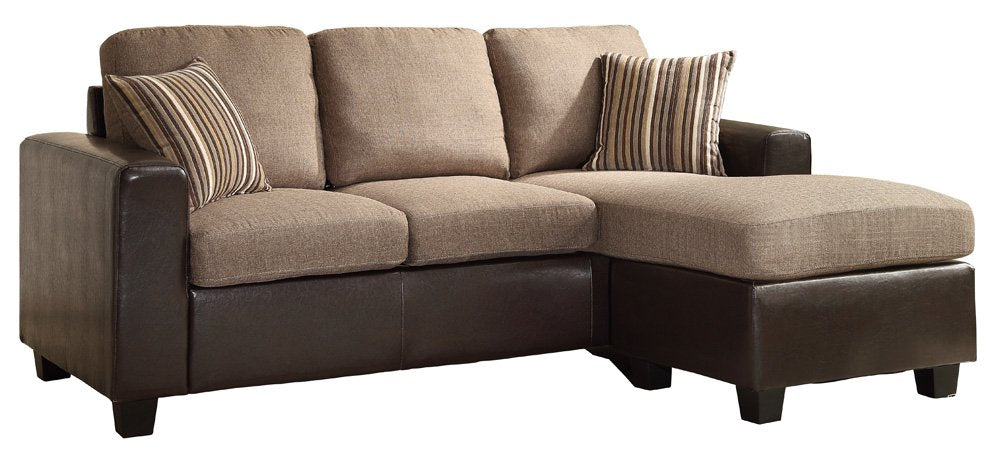 Slater Two Tone Reversible Chaise Sofa, Brown