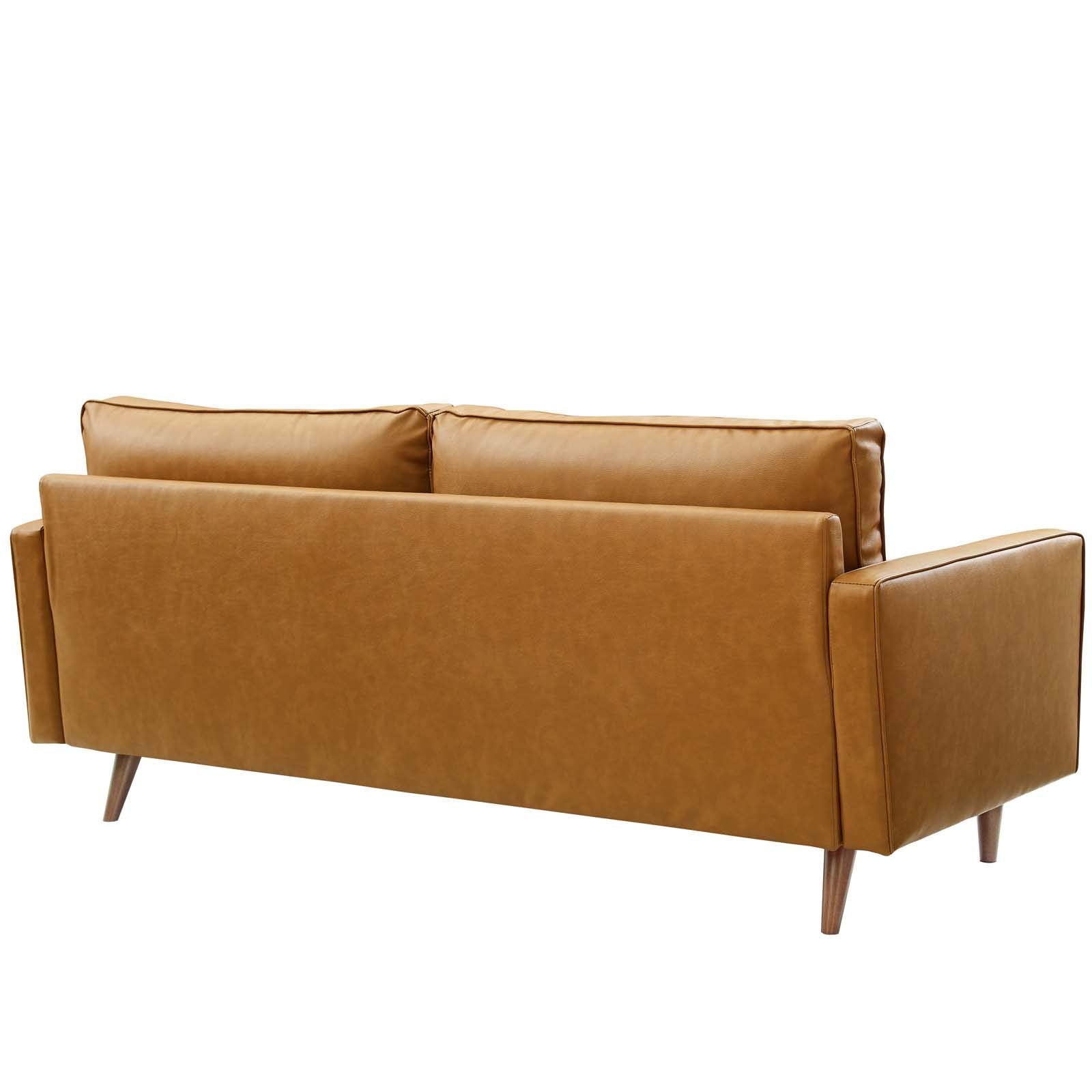 EEI-3765-TAN Valour Upholstered Faux Leather Sofa, Tan