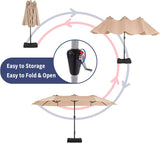 Patio Umbrella with Base Included, Rectangular Outdoor Double Sided Market Umbrella