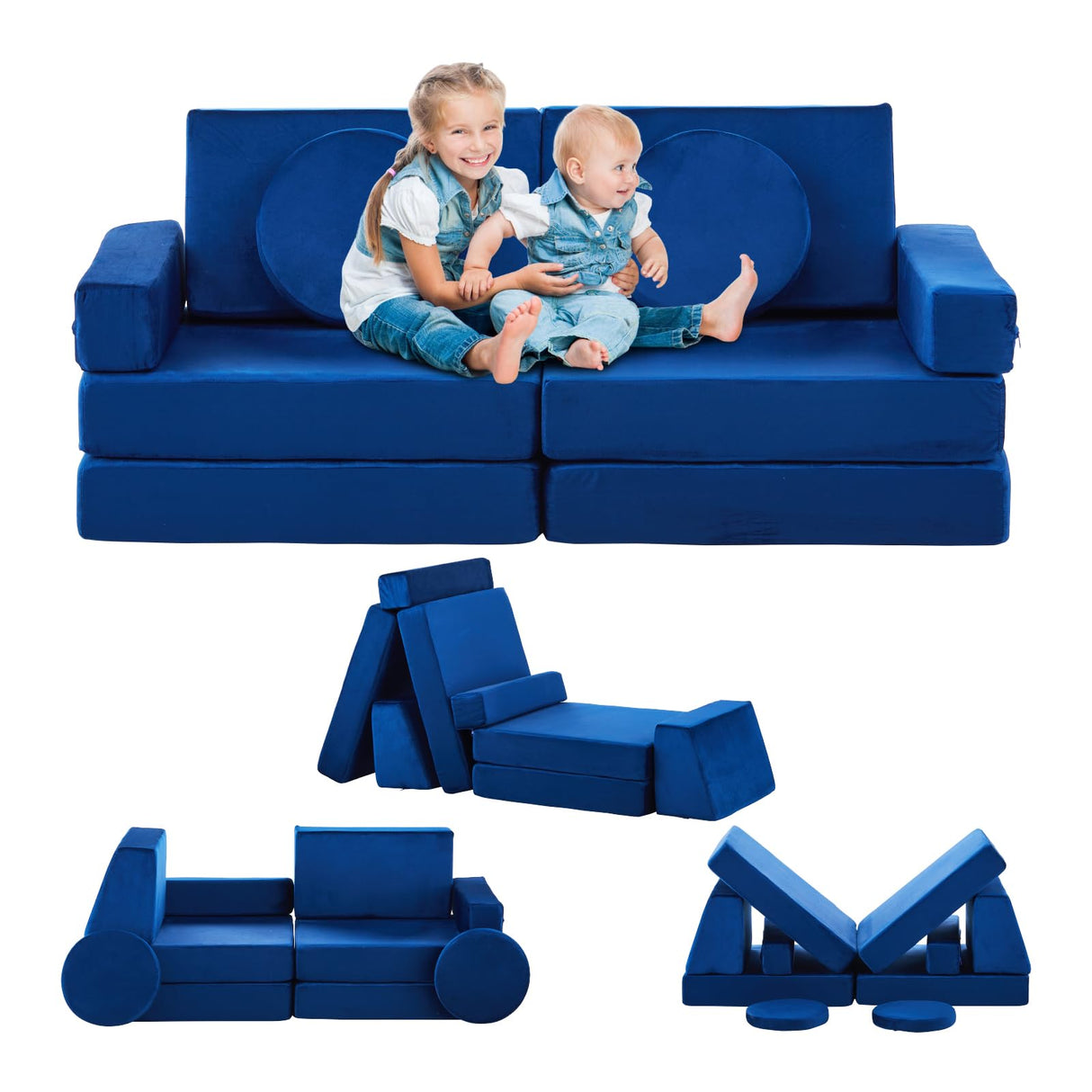 Kids Couch 10pcs Modular Kids Play Couch Set, Kids Couch Building Fort