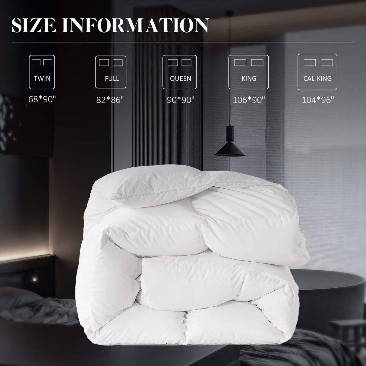 White Queen Size Feather Down Comforter, Filled with Feather and Down, All Season