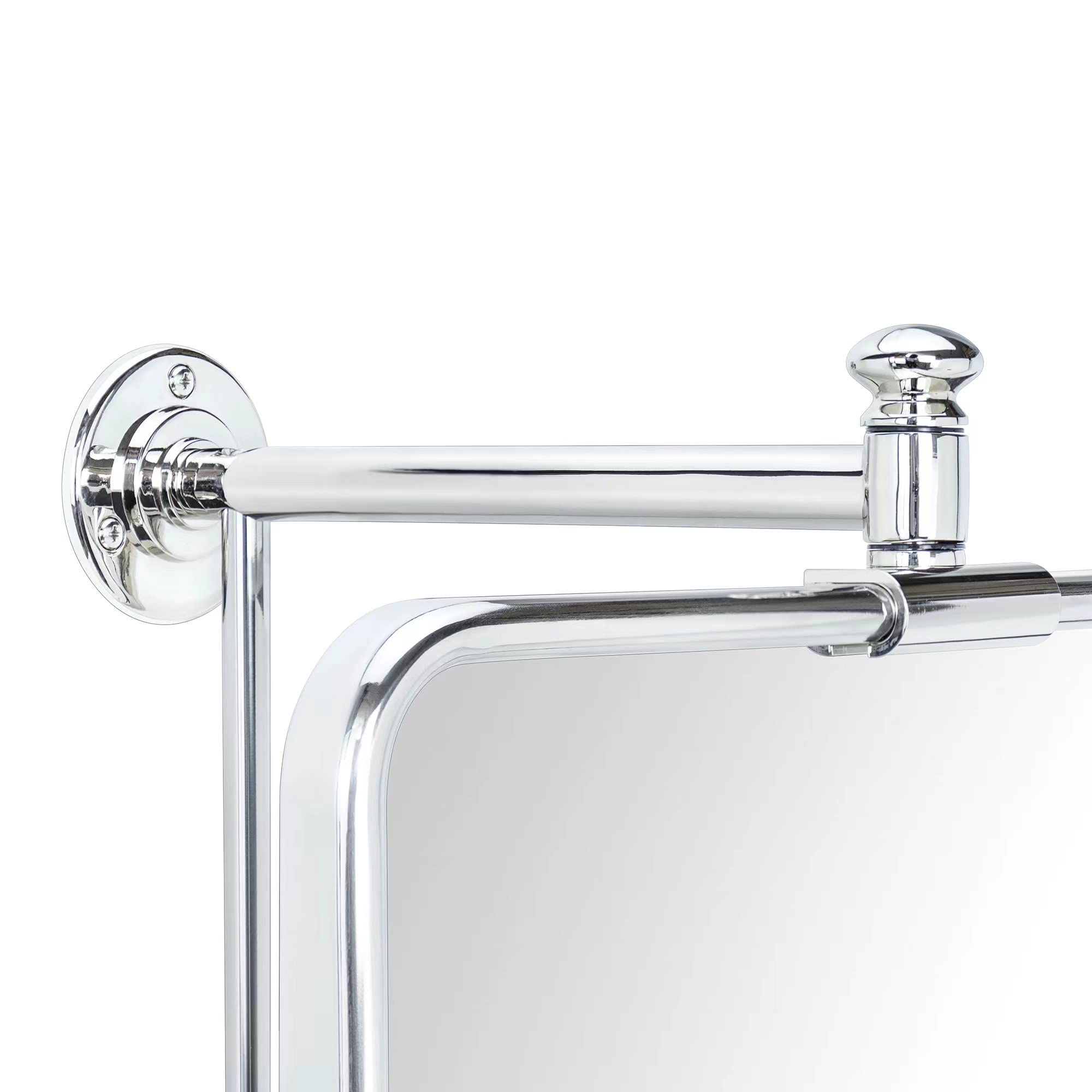 Chrome Rounded Rectangle Pivot Bathroom Mirror 14 x 22 Inch