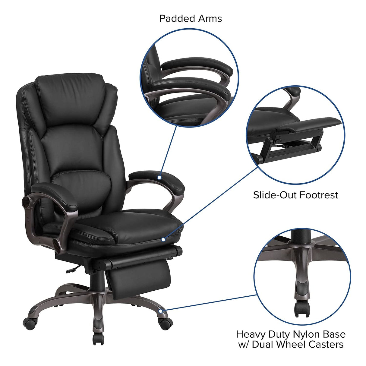 Martin High Back Black LeatherSoft Executive Reclining Ergonomic Swivel Office Chair