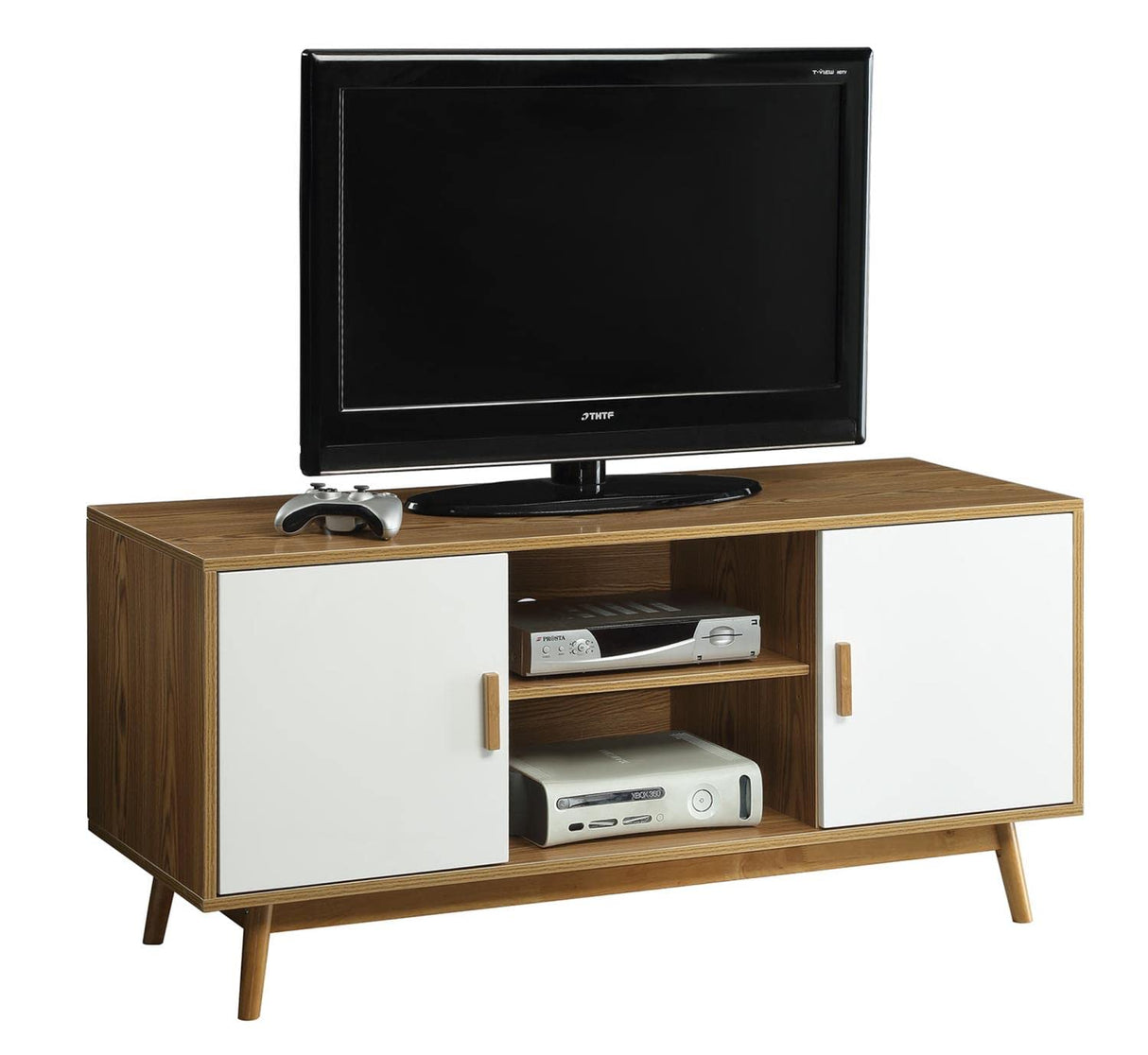 Convenience Concepts Oslo TV Stand, Woodgrain / White