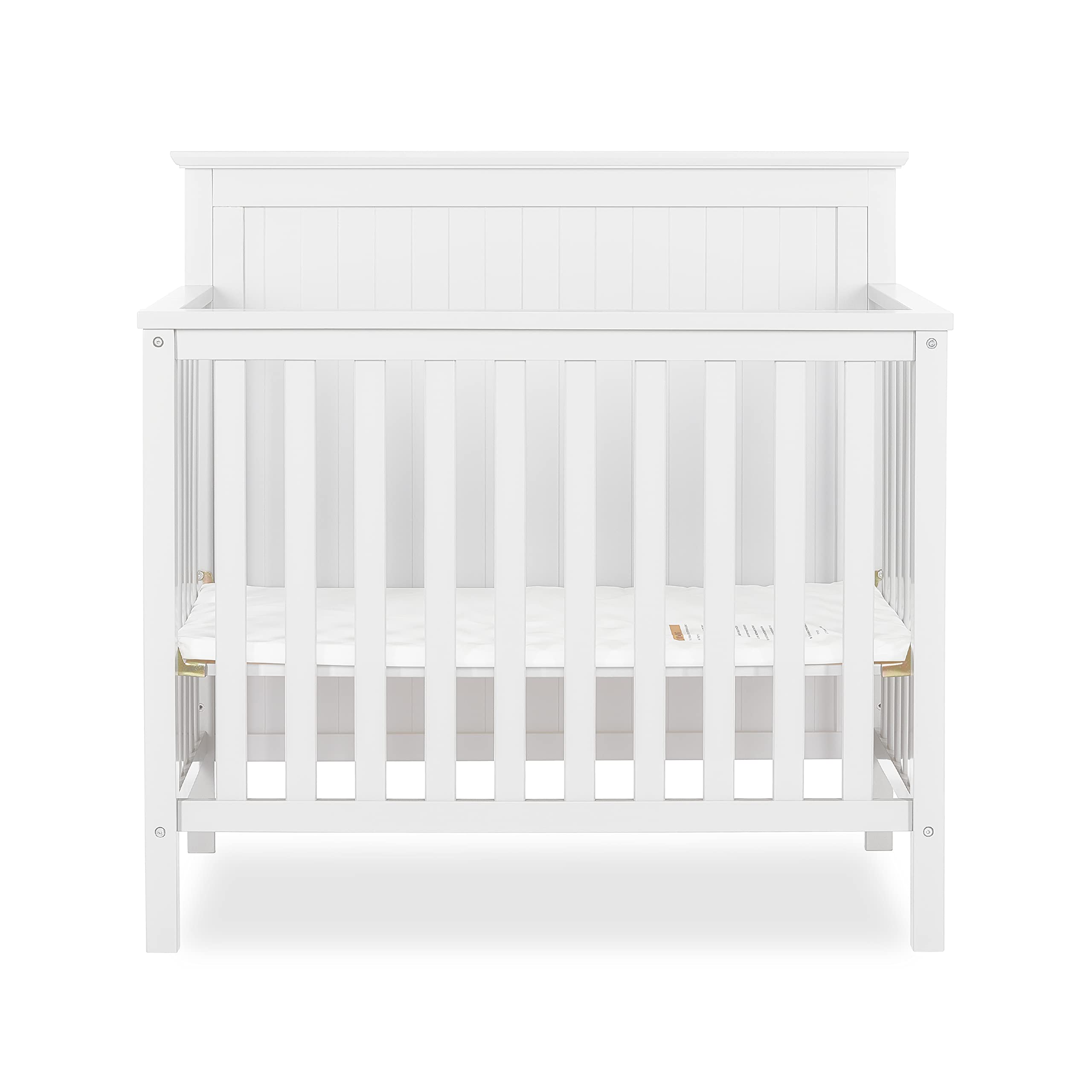 Ava 4-in-1 Convertible Mini Crib in White, Greenguard Gold Certified, Non-Toxic Finish,