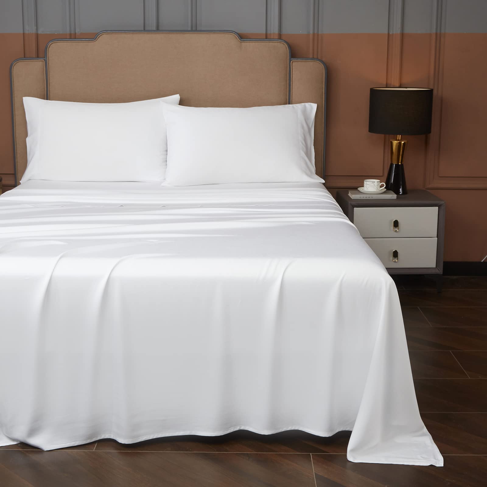 King Size Sheet Set,Rayon Derived from Bamboo, Deep Pocket Sheets Fits 18"-24" Thick