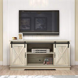 TV Stand, Storage Cabinet with Sliding Barn Doors and Adjustable Shelves, Modern 28”H,