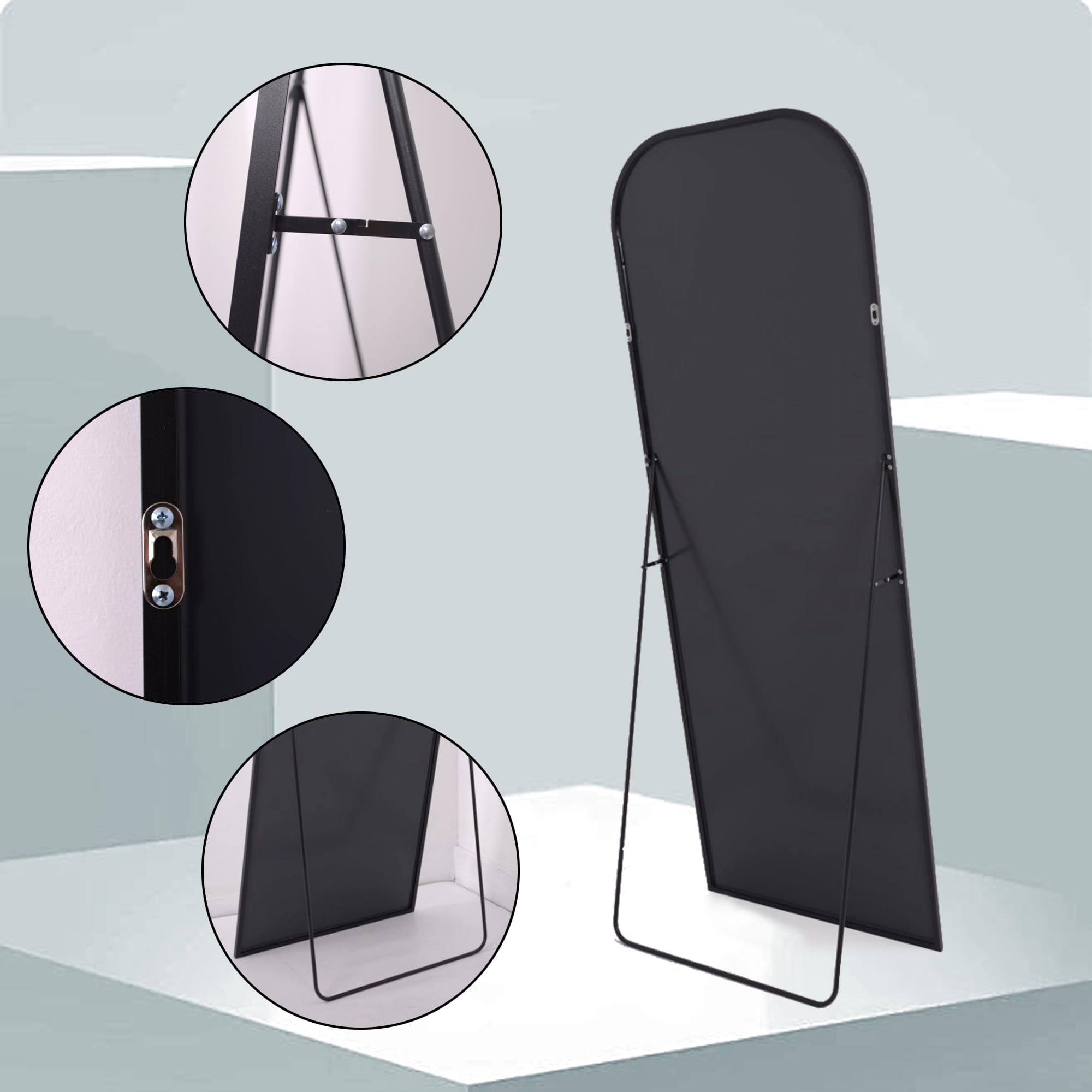 Full Length Floor Mirror 34"x76" - Nano Glass Black Frame