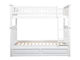 Columbia Twin over Twin Size Bunk Bed with Twin Raised Panel Trundle in White