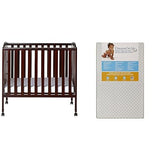 3 in 1 Portable Folding Stationary Side Crib in Espresso, Greenguard Gold Certified ,