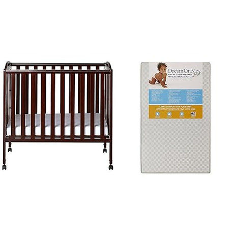 3 in 1 Portable Folding Stationary Side Crib in Espresso, Greenguard Gold Certified ,