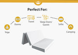 Foldable Mattress Bed Gel Memory Foam, Trifold Mattress 4 Inch, Portable Topper & Washable Cover,