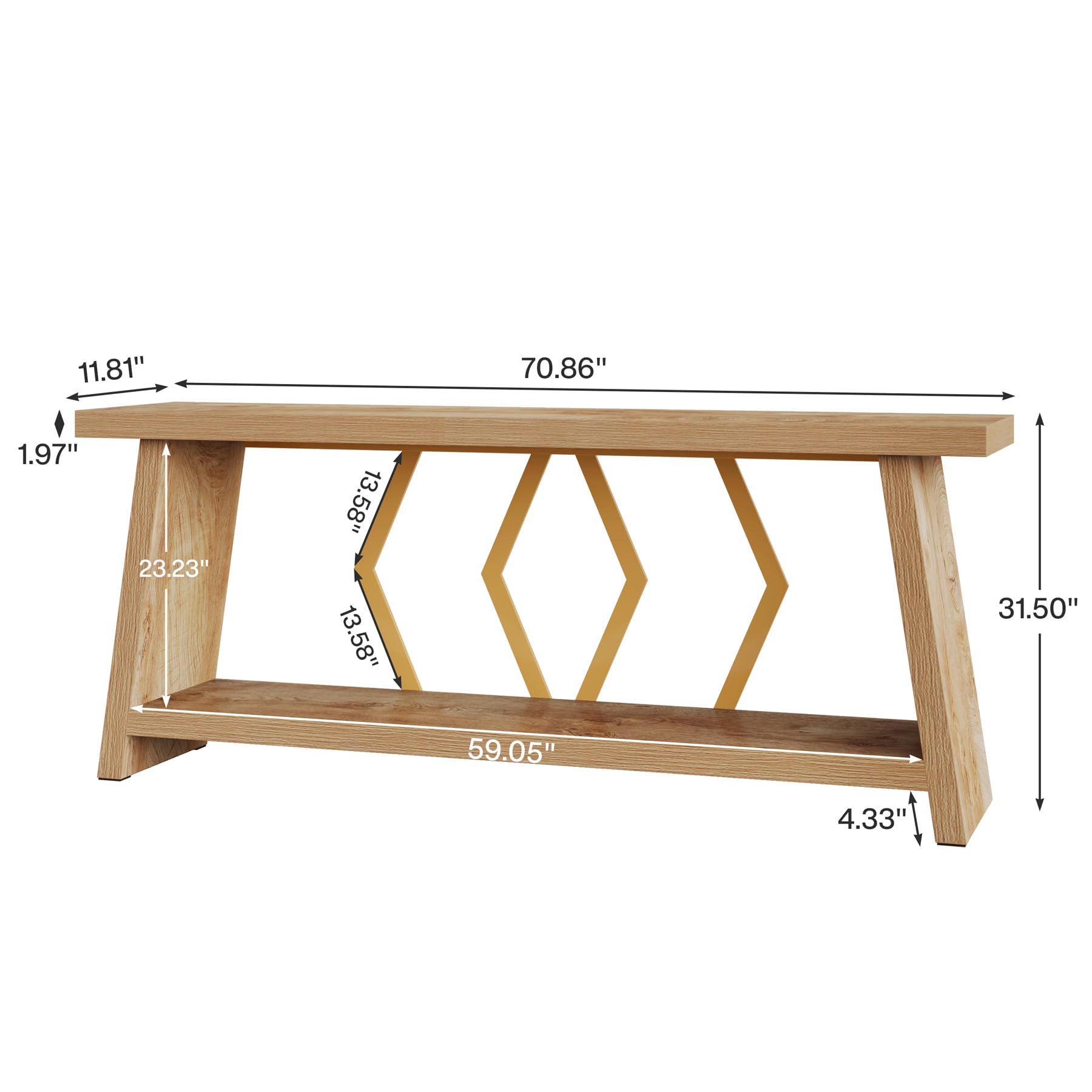 70.86-Inch Long Sofa Console Table with Storage
