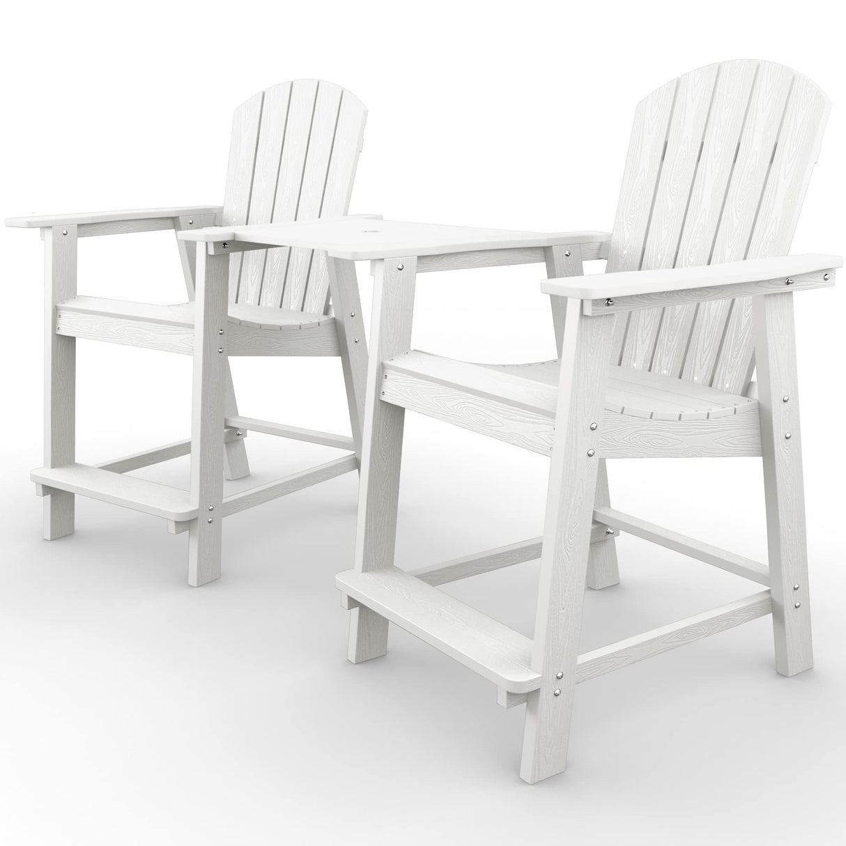 Balcony Chair, Tall Adirondack Chair Set of 2 with Connecting Tray,