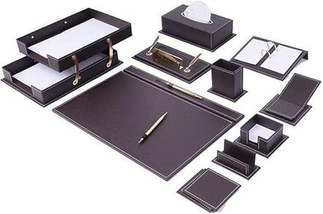 Desk Organizers - Desk Accessories - Leather Desk Organizer - Bonded Leather Desk Set - Home Office Accessories