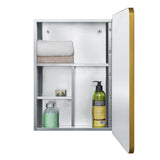 Stainless Steel Medicine Mirror Cabinet for Bathroom with Golden Framed Door