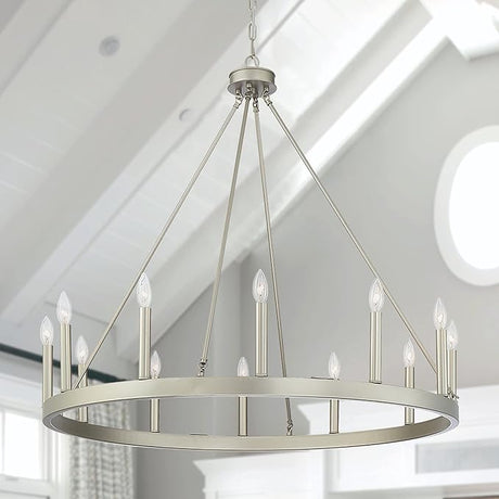 12 Lights Wagon Wheel Chandelier Lighting Farmhouse Candle Ceiling Light Fixtures
